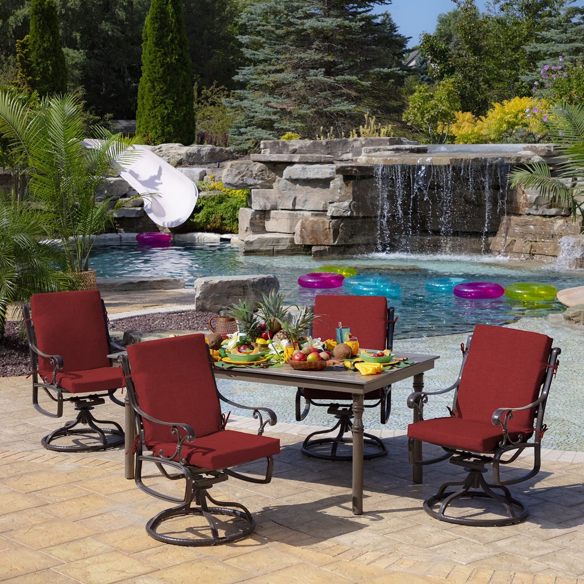 Arden Selections Ruby Red Leala easy spot-clean care for busy patios