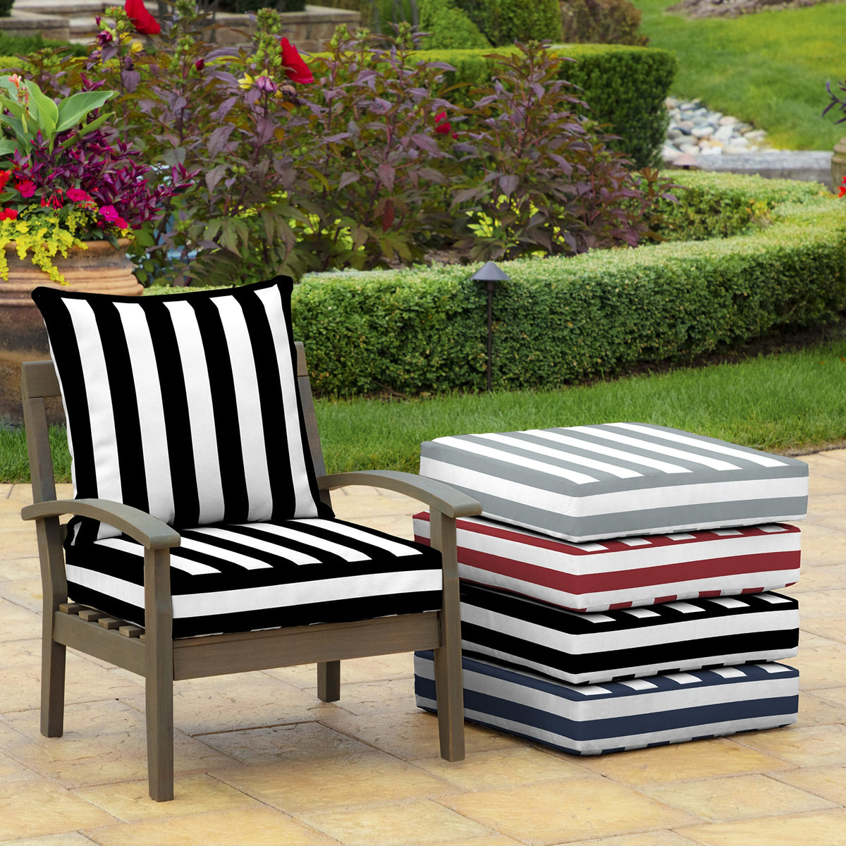 Arden Selections two ties on seat bottom keep cushions in place
