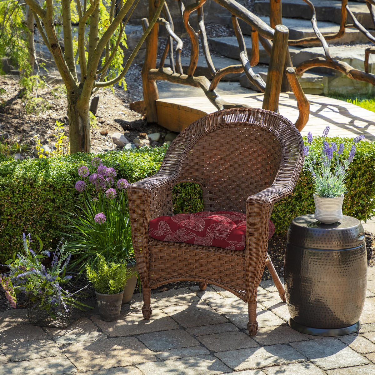 Arden Selections weatherproof cushion resists rain and fading for outdoor use
