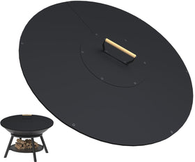 Ardier 32in fire pit lid with wooden handle for easy lifting and protection.