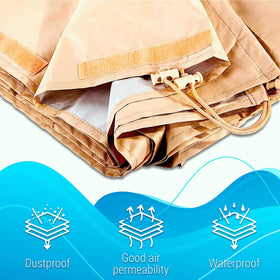 Drawstrings and nine straps secure ARDILA VEELA cover against wind.