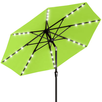 AreShark 9ft umbrella top view with solar panel in foam box for daylight charging.
