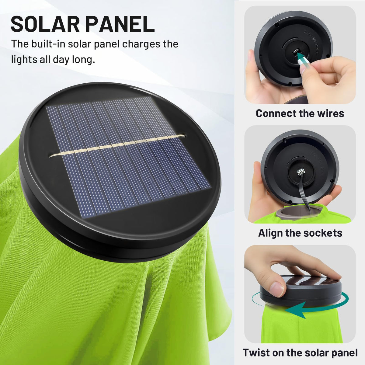 AreShark umbrella in use over patio or poolside for all-day shade and night ambience.