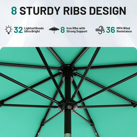 AreShark solar LEDs on ribs illuminate poolside gatherings with energy-efficient lighting.