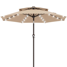 AreShark 9ft umbrella with solar lights provides ambient evening lighting for outdoor dining
