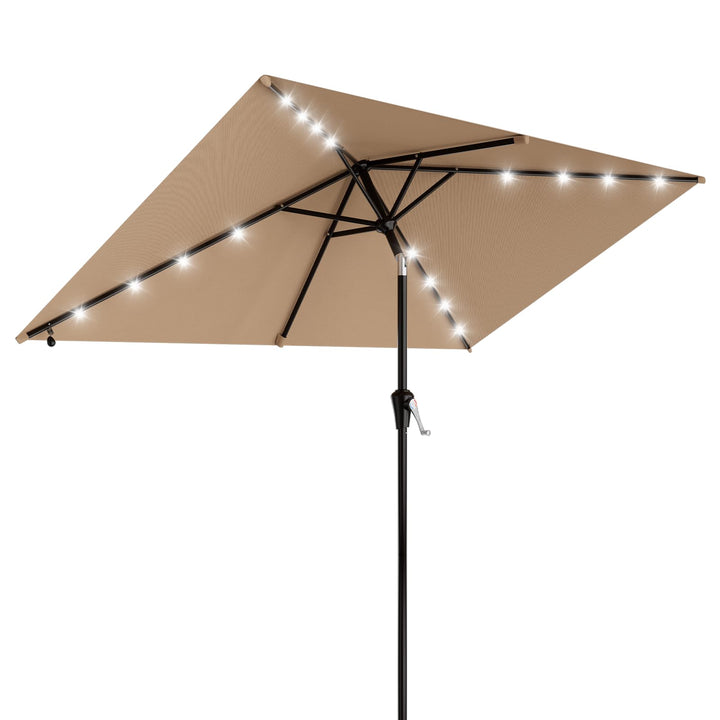 AreShark beige rectangular umbrella providing wide shade for outdoor spaces