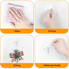 Arecyuer suction cup hooks for window decor provide tool-free mounting.