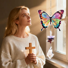 Aremdys scripture-etched suncatcher gift showcasing uplifting verses in light.