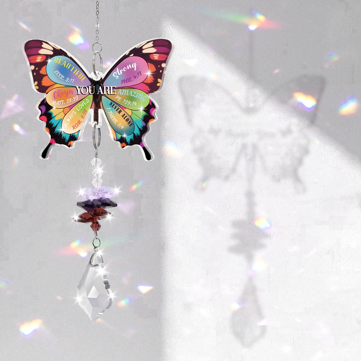 Aremdys window-decor suncatcher creates a soft rainbow halo.