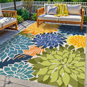 Arenarug 3x5 washable rug in living room with tropical botanical pattern for effortless style