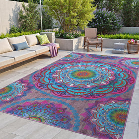 Arenarug meditation rug with lotus design for serene outdoor spaces.