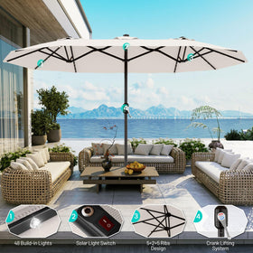 AreShark double-sided canopy provides versatile shade for dining and lounging