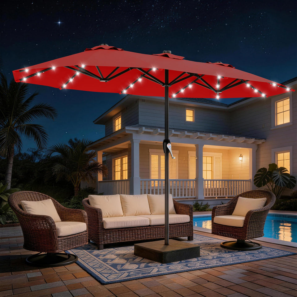 AreShark 15ft patio umbrella with crank provides broad shade for outdoor gatherings.
