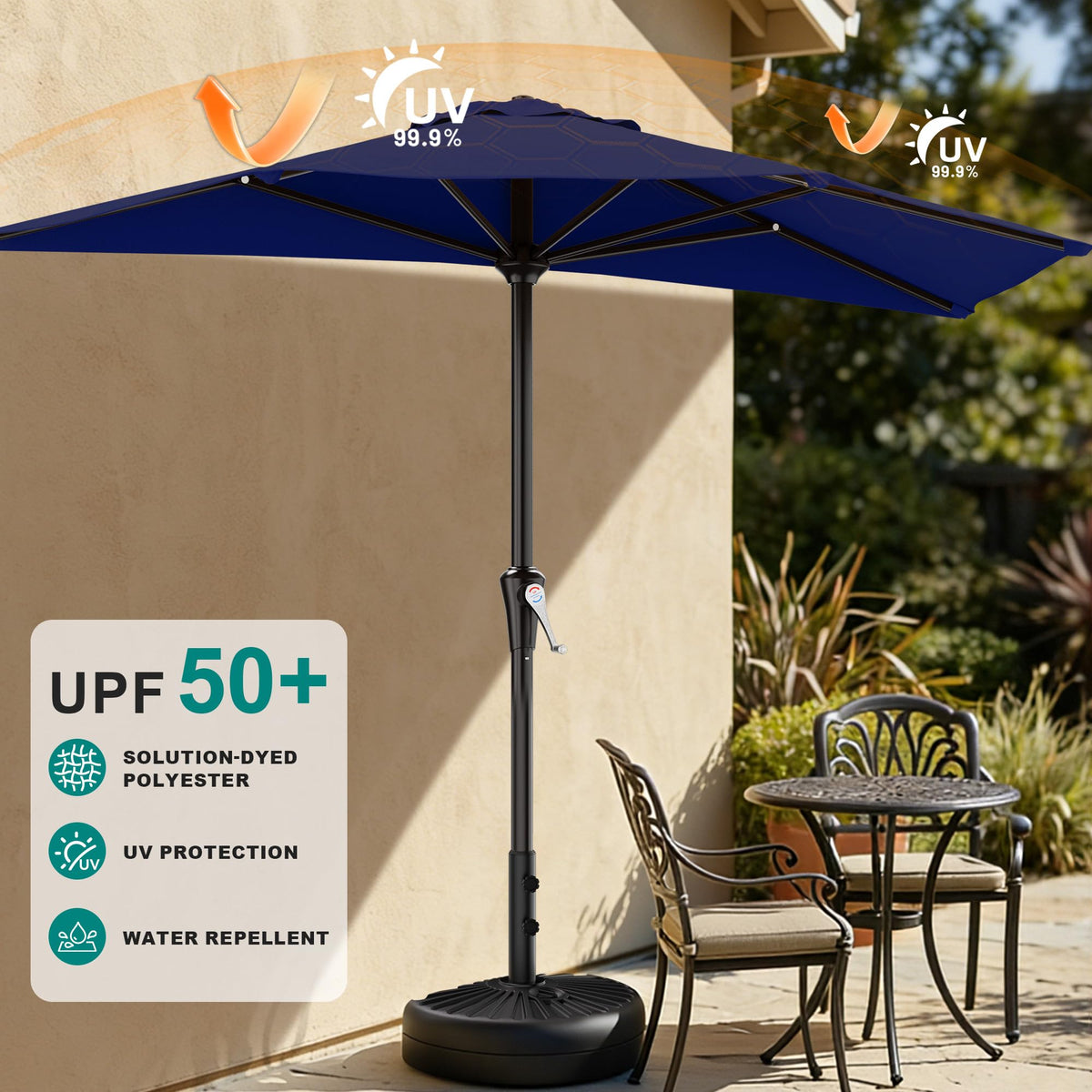 AreShark 5 rib sturdy iron frame stands up to breezes and daily use.