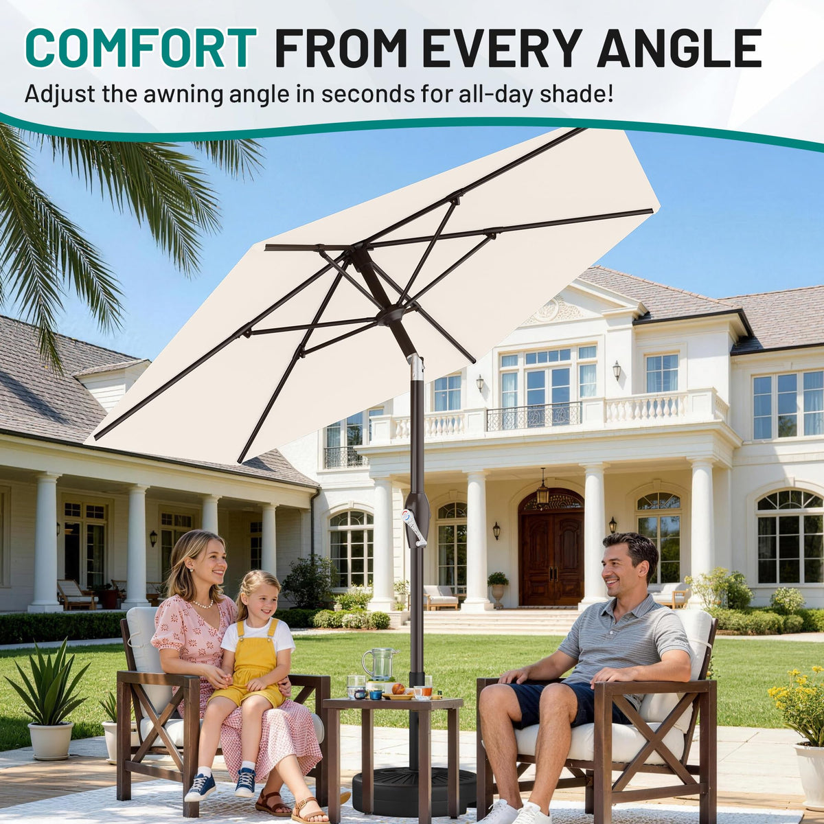AreShark cream white canopy complements any outdoor decor and spaces.