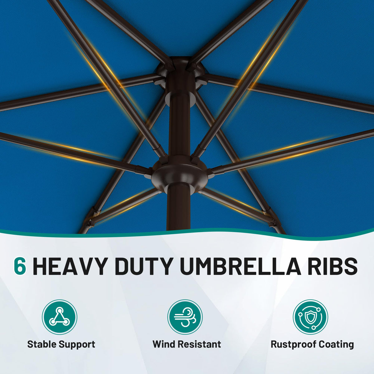 AreShark iron frame with six ribs provides sturdy, stable support.