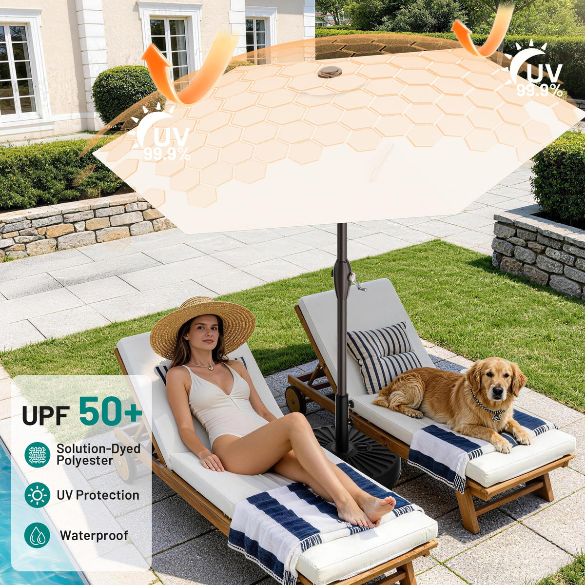 AreShark umbrella with powder-coated iron frame for enhanced durability and stability.