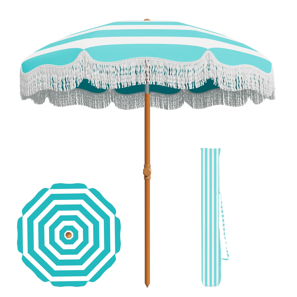 AreShark 7ft fringe umbrella adds boho shade for outdoor seating