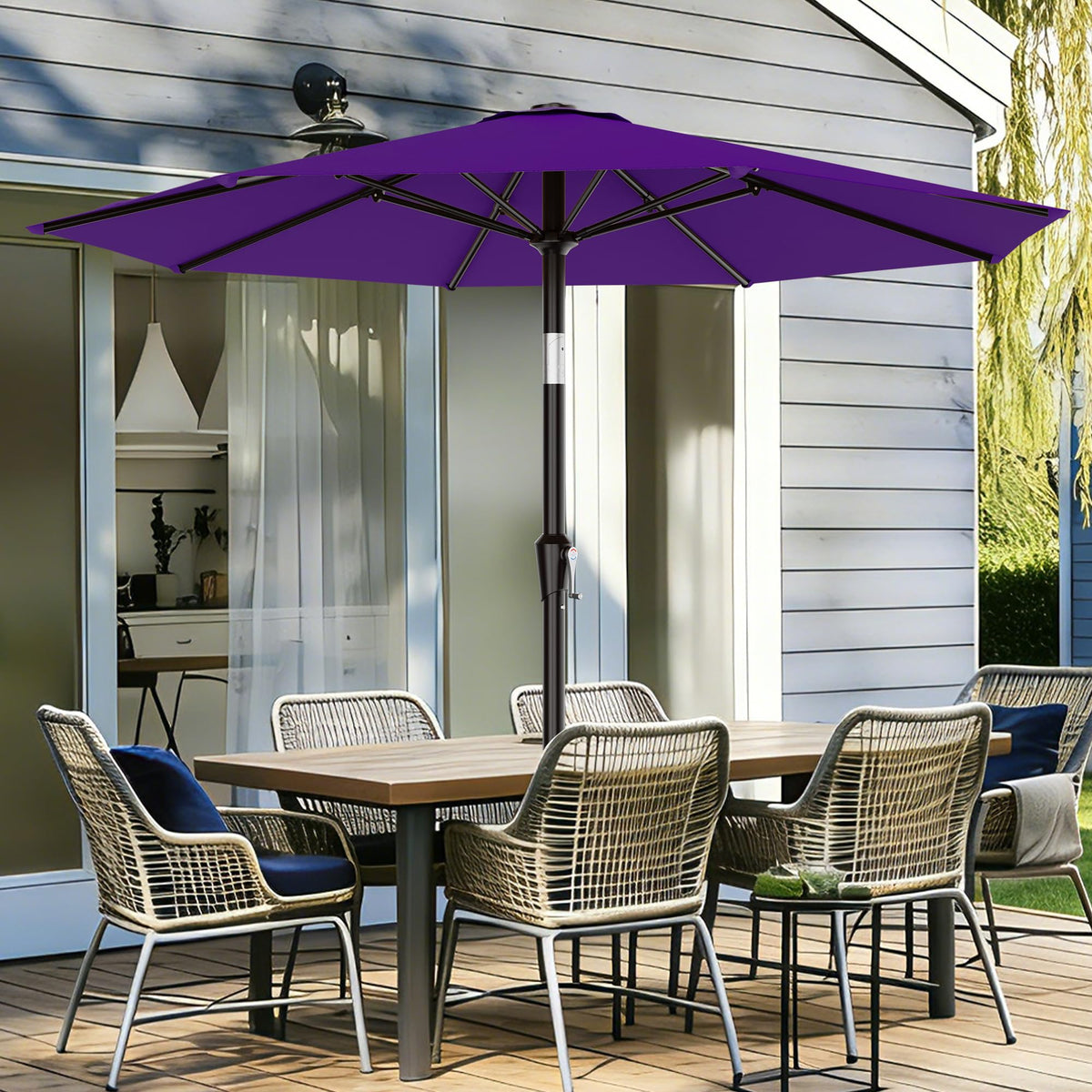 AreShark 8-rib design provides sturdy shade coverage for garden and patio use.