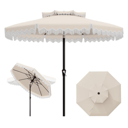 AreShark 9ft patio umbrella fringe canopy provides stylish shade outdoors