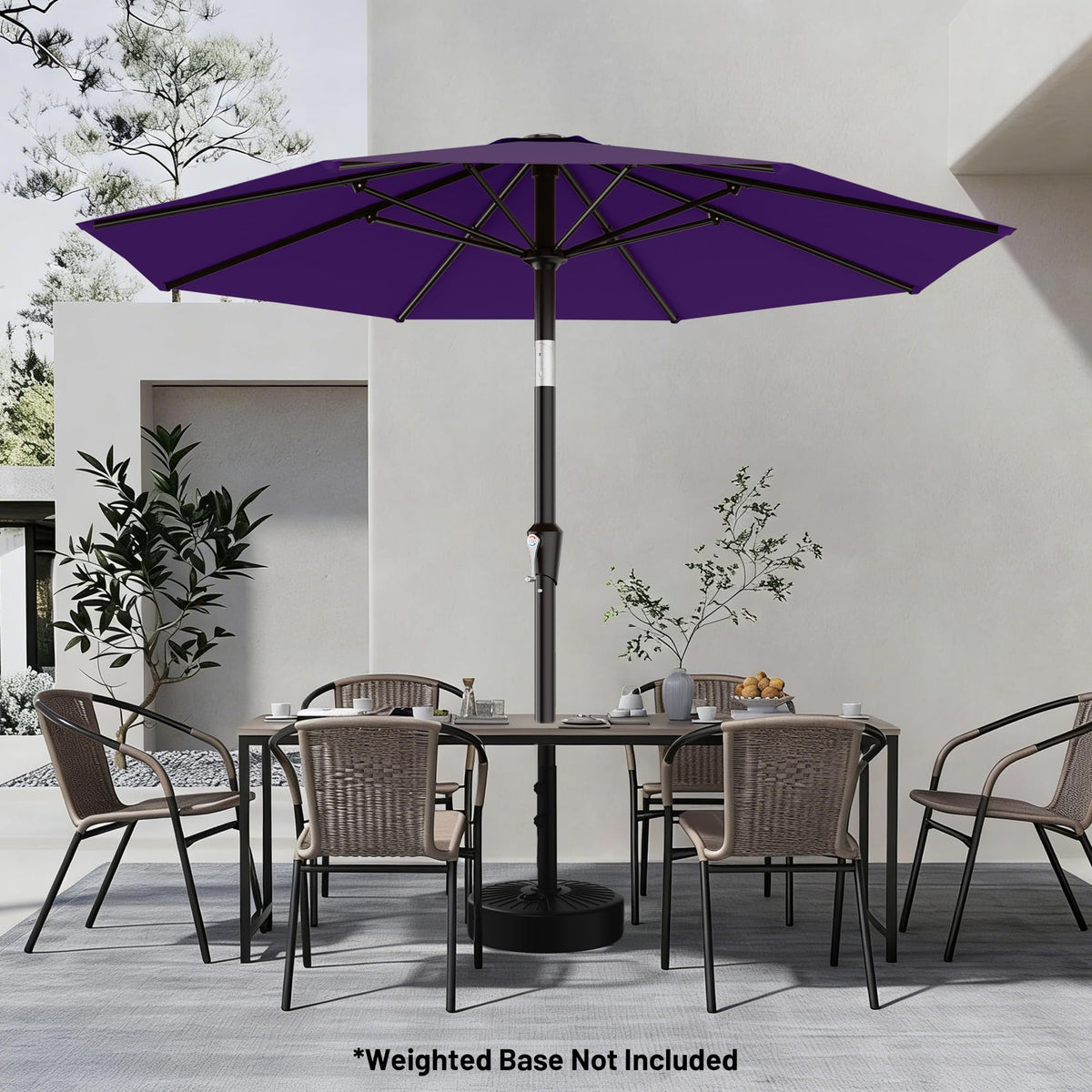 AreShark base-stand-not-included image shows where to place outdoor support.