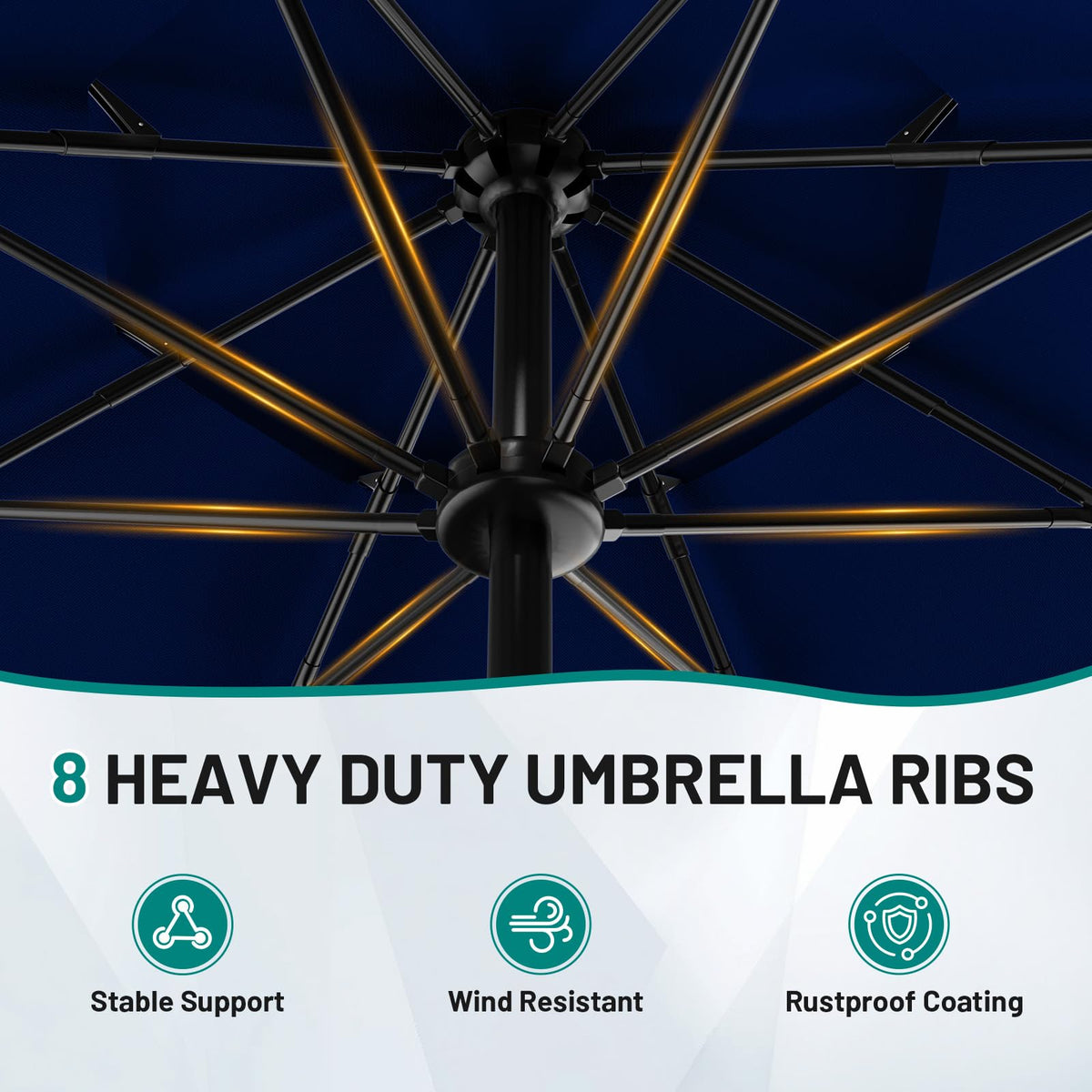 AreShark powder-coated iron frame resists rust for durable outdoor use.