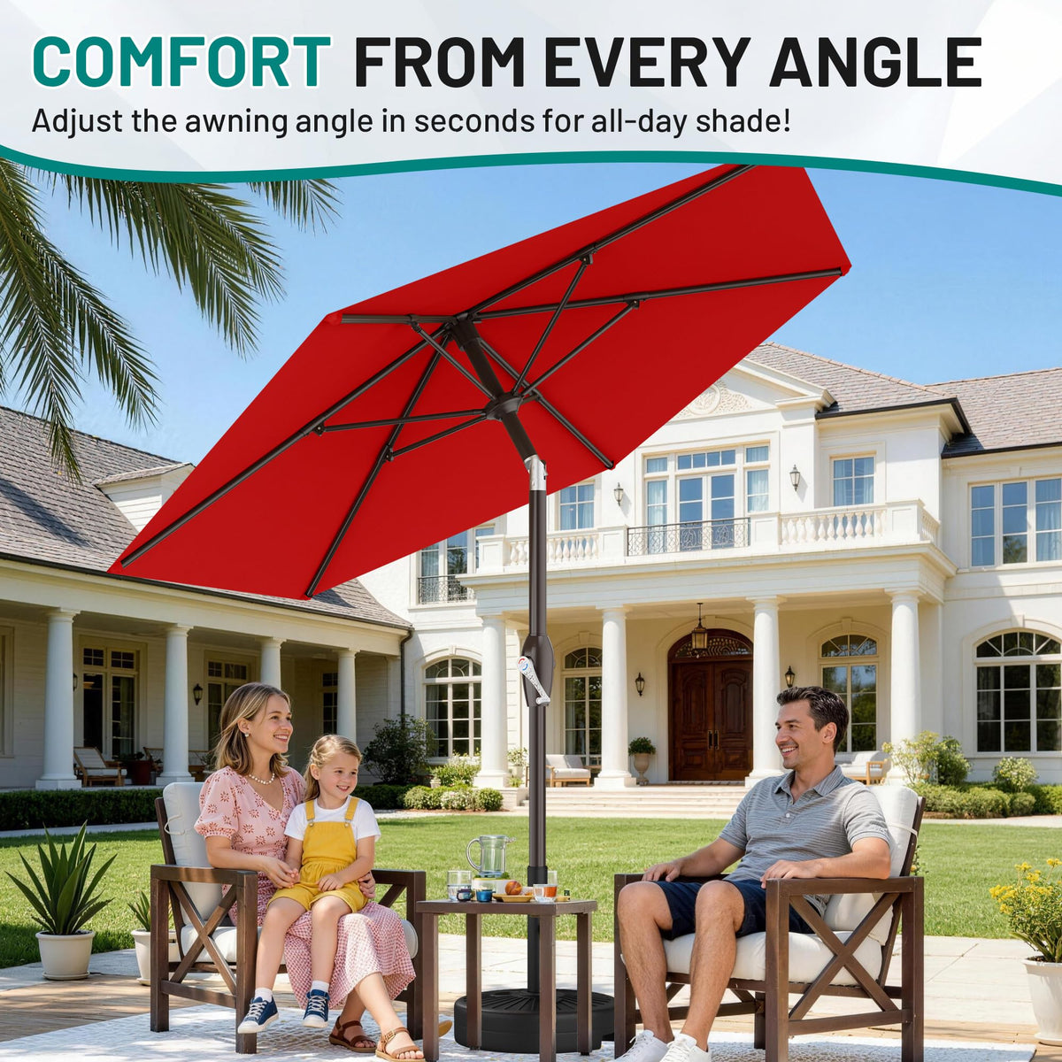 AreShark powder-coated iron pole offers durable support against the elements.