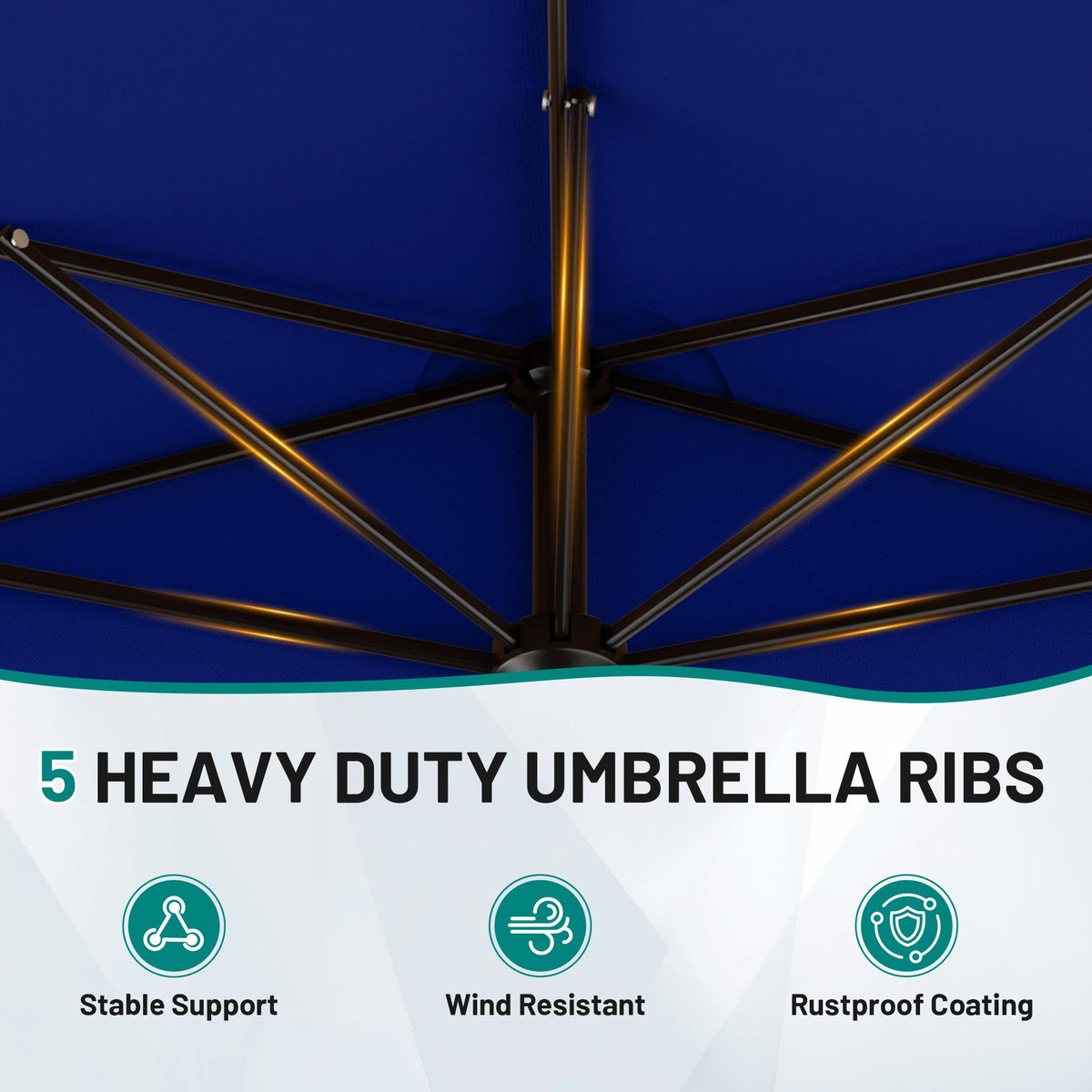 AreShark powder-coated pole keeps the umbrella durable and weather resistant.