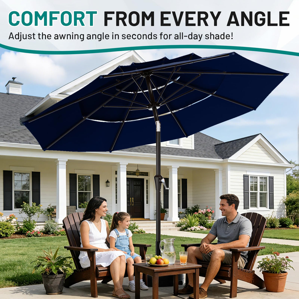 AreShark push-button tilt enables easy sun-angle adjustments.