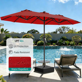AreShark rectangular market umbrella offering wide coverage for porch or deck.