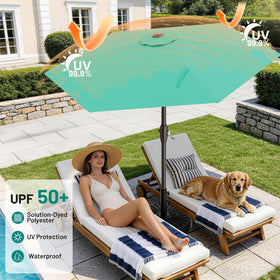 AreShark round umbrella suits gardens, decks, pools for versatile shading.