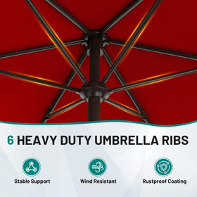 AreShark six-rib frame provides sturdy, wind-stable shade for outdoor spaces.