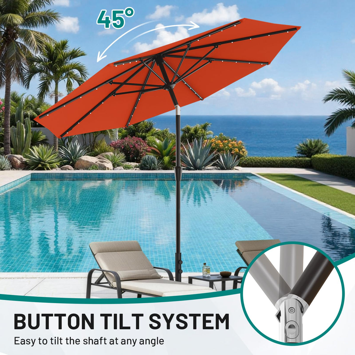 AreShark solar-lit ribs illuminate your deck with energy-efficient, evenly distributed light.