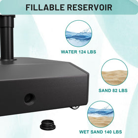 AreShark heavy-duty base supports large market umbrellas securely.