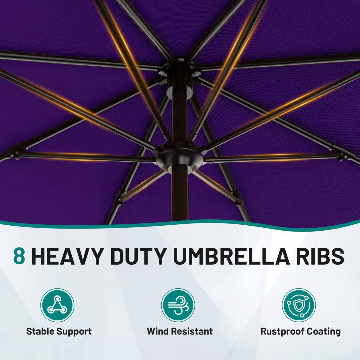 AreShark 9ft umbrella features water and UV resistant fabric for sun and rain.