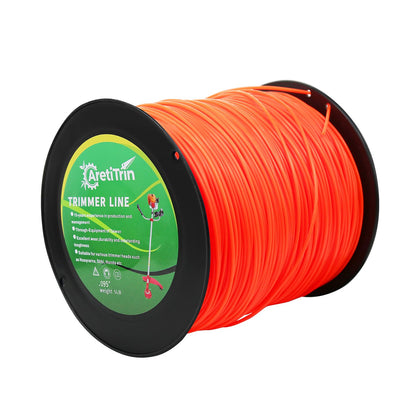 AretiTrin 0.095-inch orange round trimmer line visible in grass for precise edging