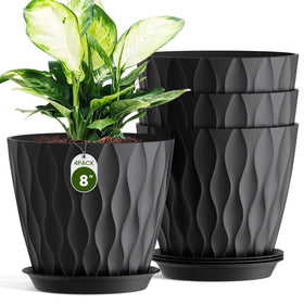 Areutxbis 8-inch water-wave planter with saucer protects floors during watering