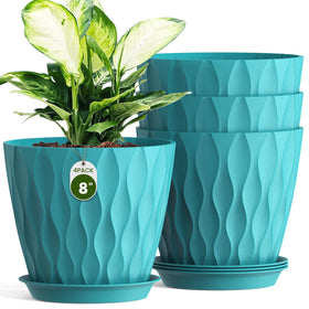 Areutxbis 8 inch water wave pot blue with a modern indoor planter appeal