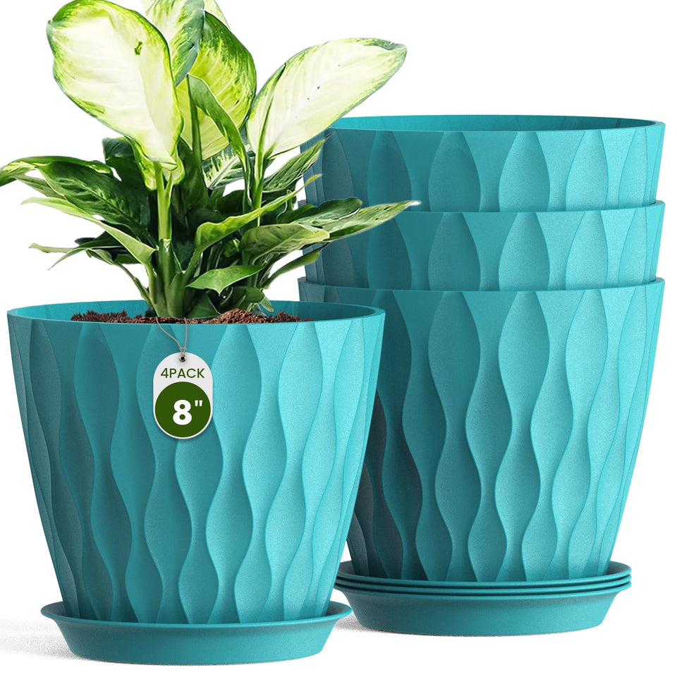 Areutxbis 8 inch water wave pot blue with a modern indoor planter appeal