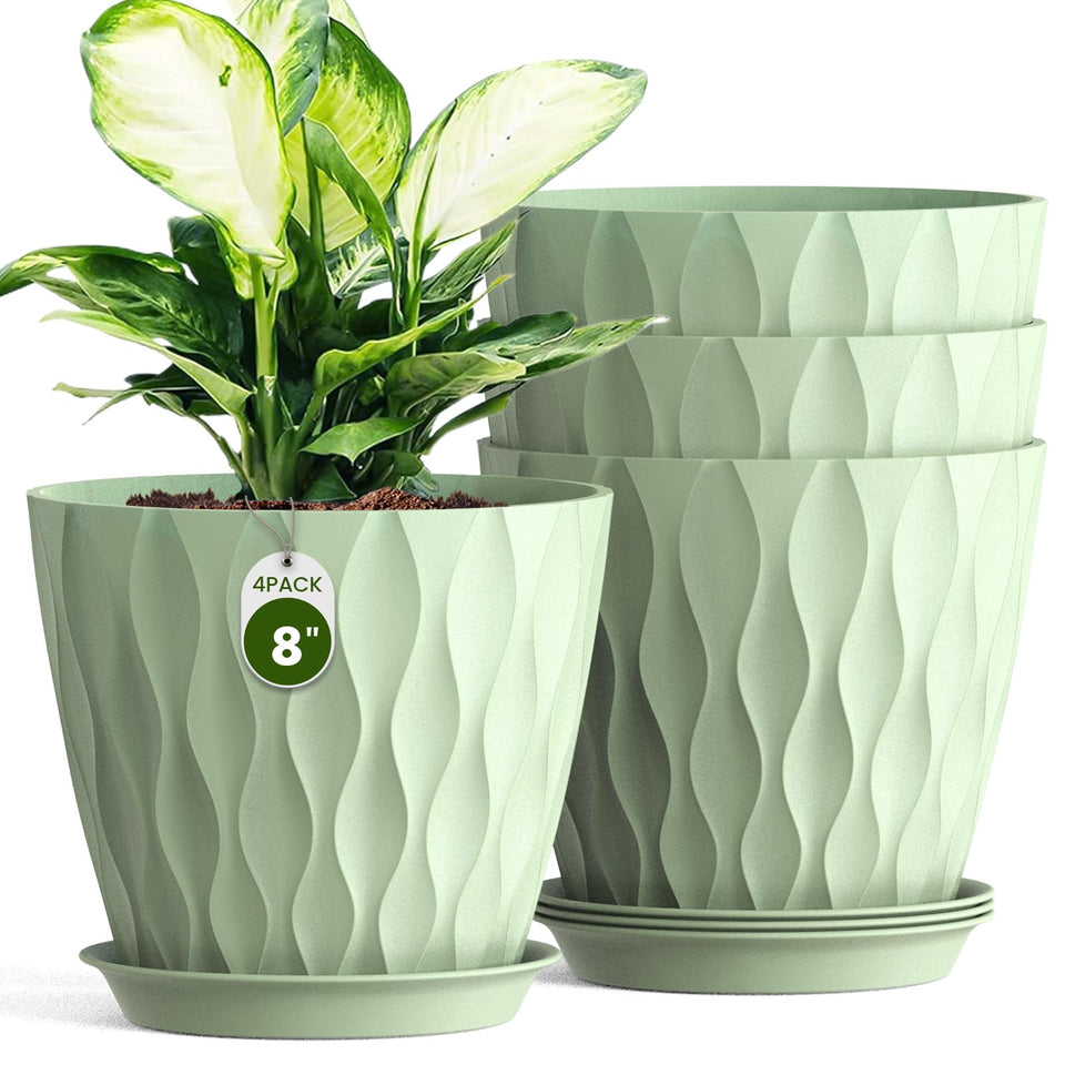 Areutxbis 8-inch water-wave pot with drainage holes for healthy roots and neat interiors