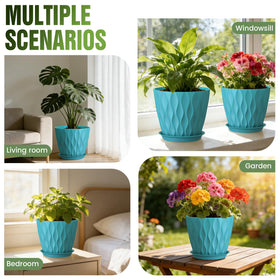 Areutxbis 8 inch pot ideal for repotting herbs and small flowers blue