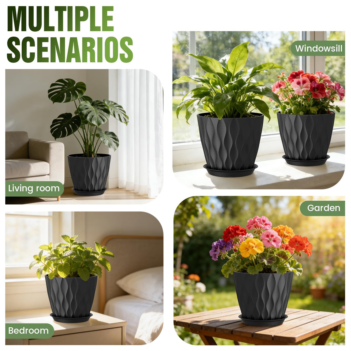Areutxbis repotting-friendly 8-inch planter for herbs and greens