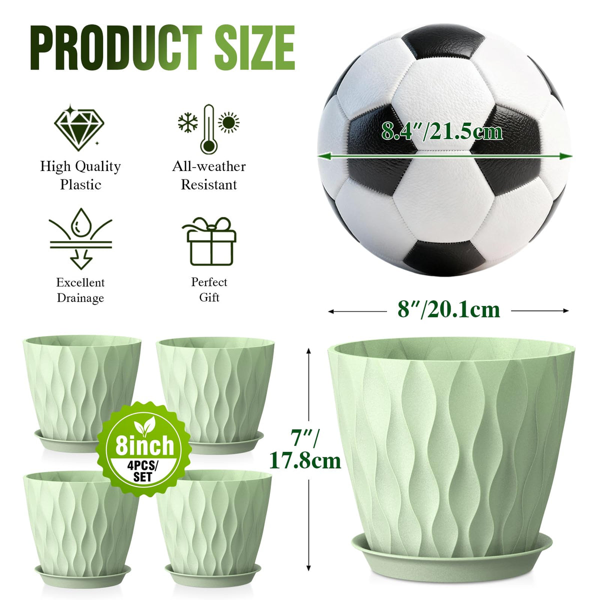 Weatherproof Areutxbis planters resist sun fade and cold brittleness for year-round use