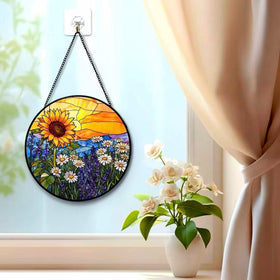 Argodaze floral glass art suncatcher adds vibrant color to any room.