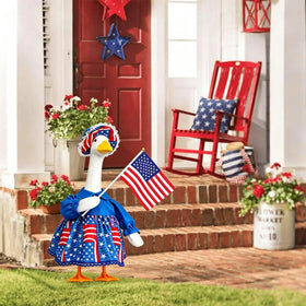 ARGOOGF American flag pattern outfit fits large goose statues for porch celebration