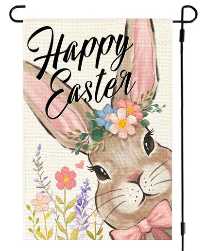 ARGOOFG Happy Easter flag 12x18 for outdoor display with vibrant spring florals.