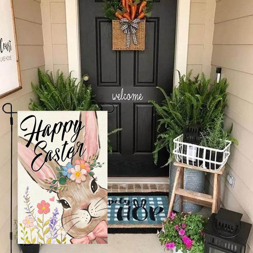 ARGOOFG Spring bunny and florals brighten entryways, patios, and walkways.