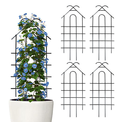 ARIFARO 40inch-metal-garden-trellis-4pack setup provides sturdy outdoor plant support