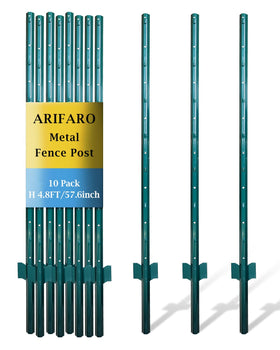 ARIFARO fence post 4-8 foot; rugged metal support for durable garden fencing.