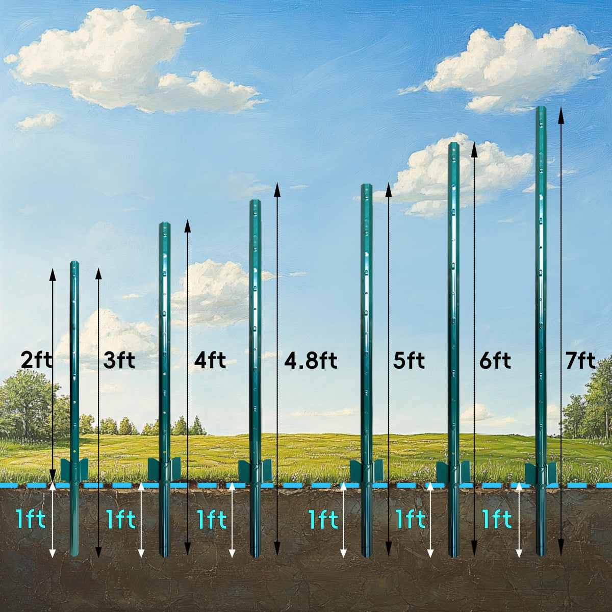 ARIFARO fence post with adjustable tags enabling tension control.